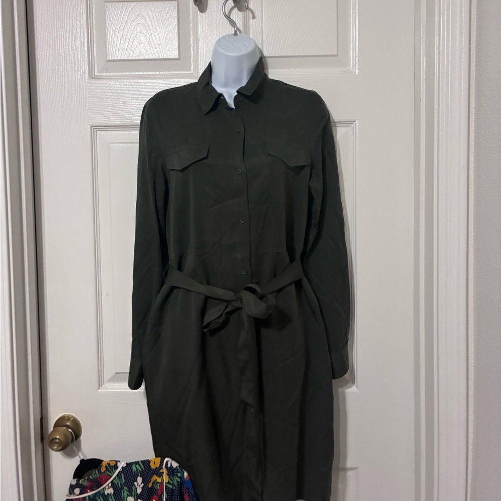 Banana Republic Olive Utility Shirt Dress